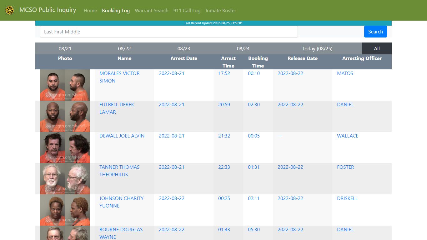 MCSO Public Inquiry: Booking Log - api.mcgtn.org